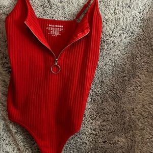 Red tank top bodysuit